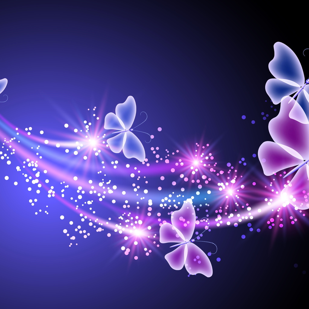 abstract, butterflies, sparkle, , glow, blue, Neon, , pink