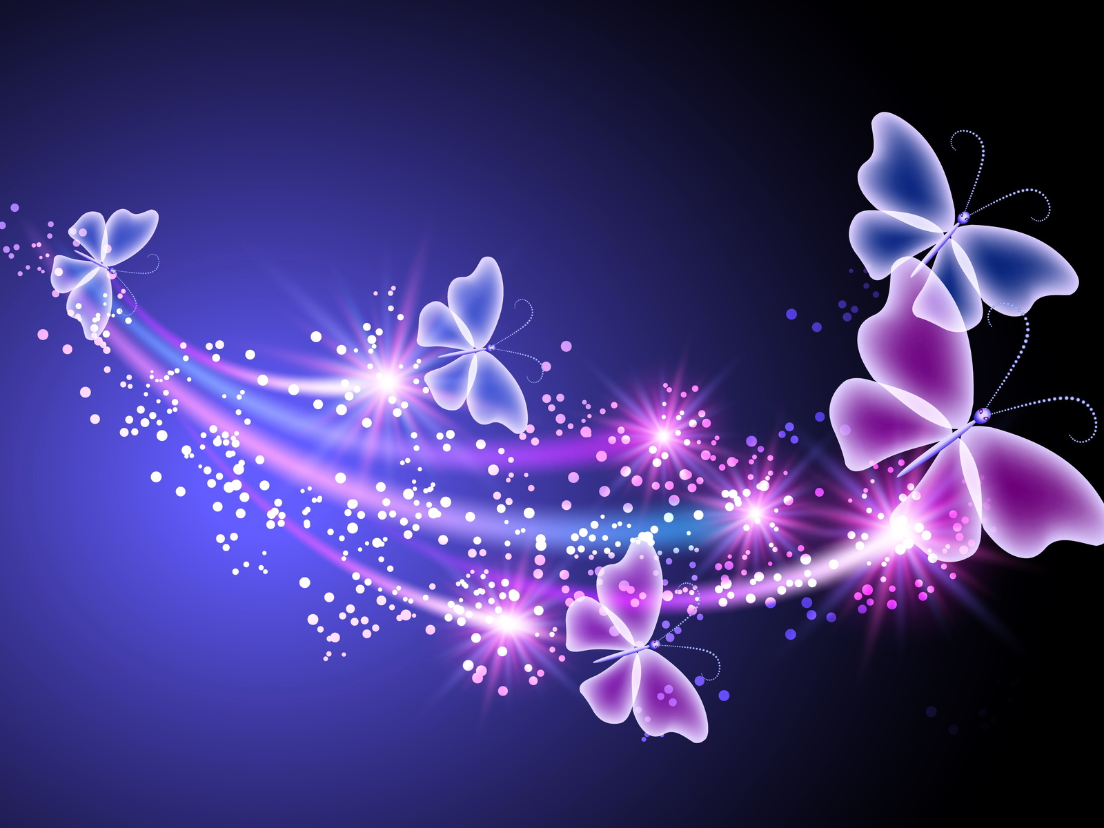 abstract, butterflies, sparkle, , glow, blue, Neon, , pink