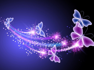 abstract, butterflies, sparkle, неоновые, glow, blue, Neon, бабочки, pink