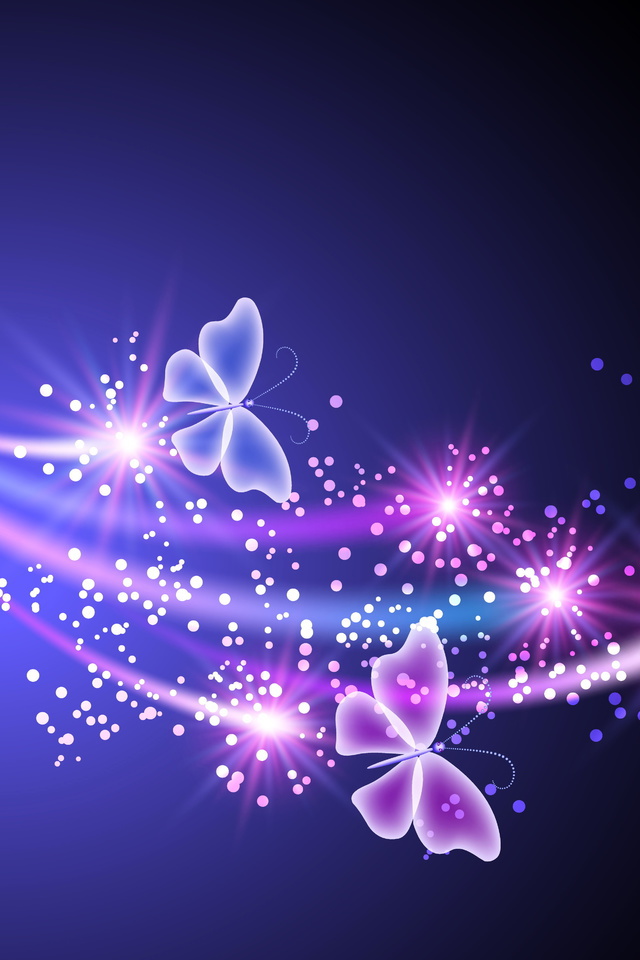 abstract, butterflies, sparkle, , glow, blue, Neon, , pink