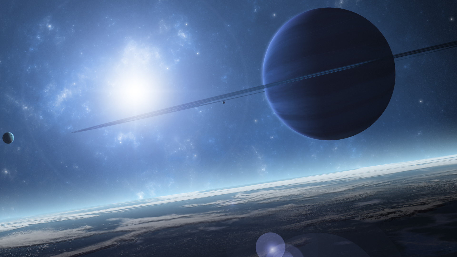 light, Planet, sci fi, blue, atmosphere, space