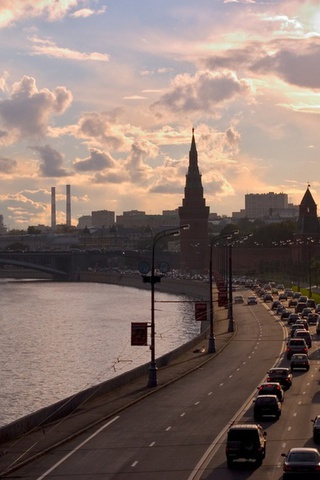 Город, москва, россия, река, набережная, столица