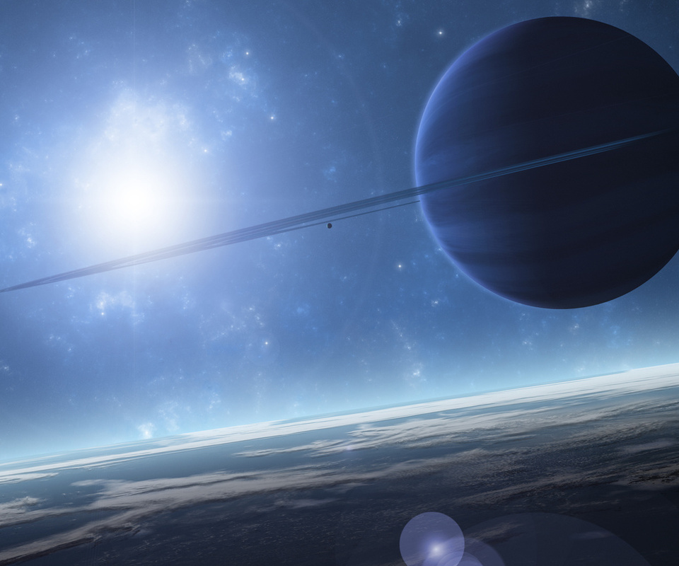 light, Planet, sci fi, blue, atmosphere, space