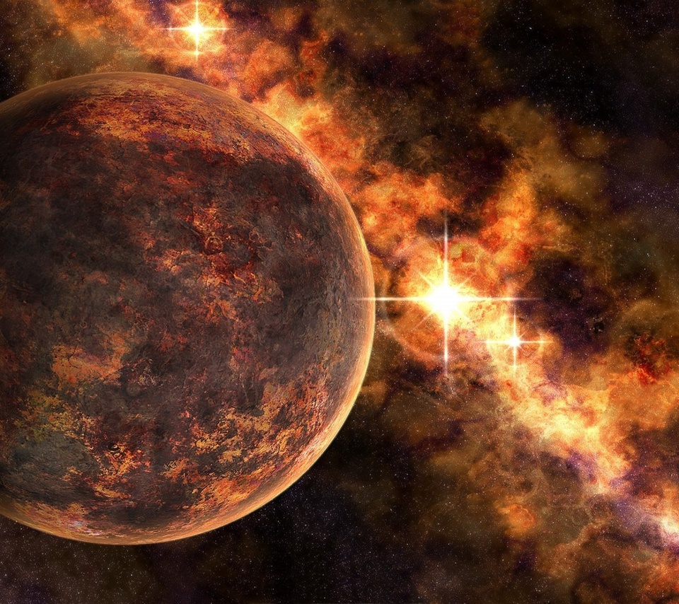 star fire, planet, Sci fi